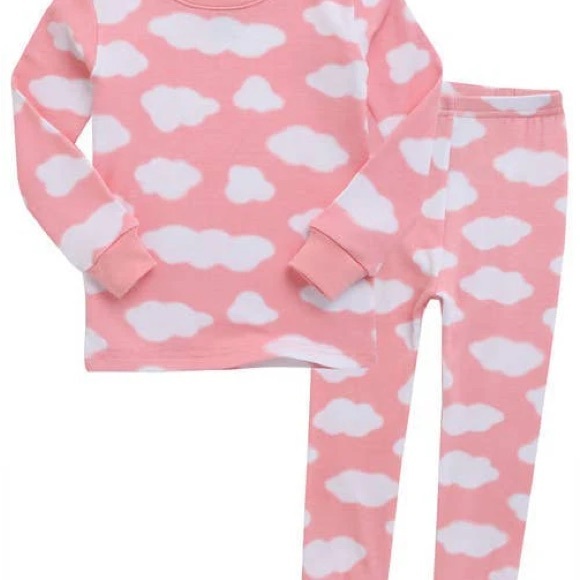 Vaenait Baby Pink and White Cloud Two Piece Pajamas Set - Picture 1 of 3